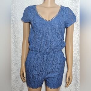 LC Lauren Conrad Blue Fabric with Pom-Pom Trim